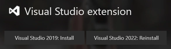 Picture of the Visual Studio extension section in the Stride Launcher.