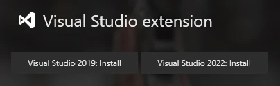 Image of the "Visual Studio extension" section in the Stride Launcher.